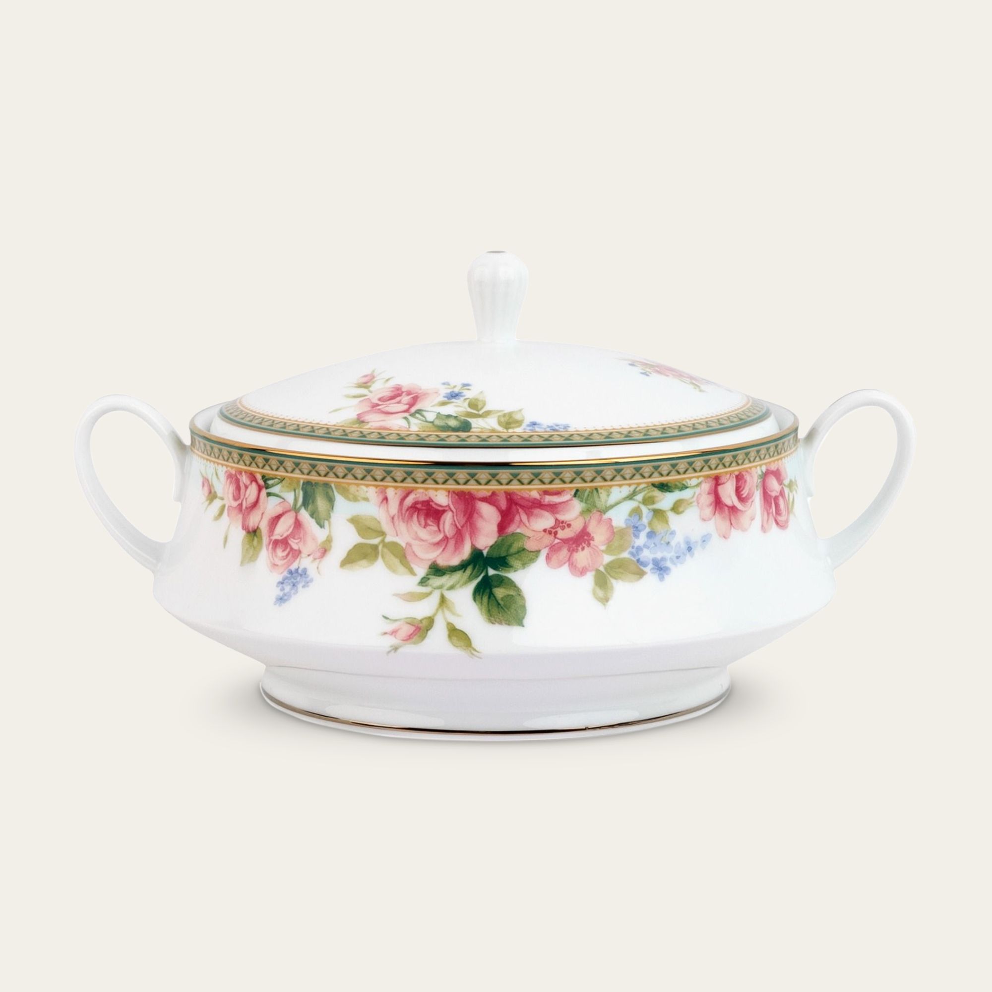 Âu cơm (thố cơm) có nắp dung tích 1.800ml sứ trắng | Rosa Basket 1736L - 91129