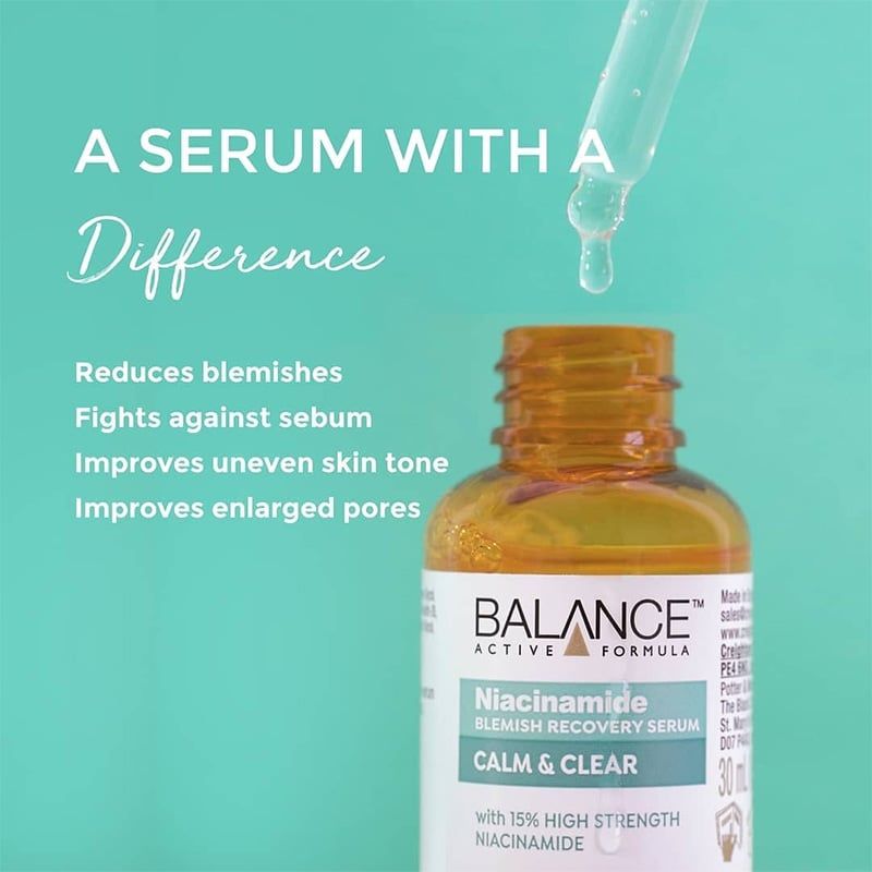 Serum phục hồi da Niacinamide Balance Active Skincare Blemish Recovery 30ml (UK - Anh Quốc)