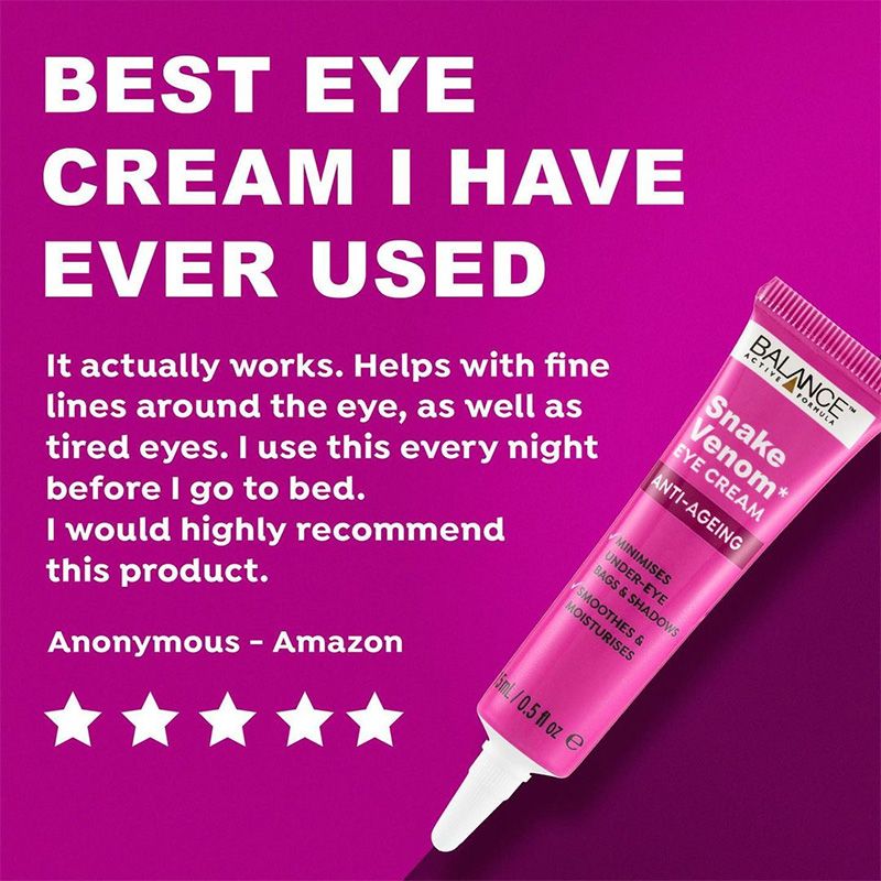 Kem mắt chống lão hóa từ nọc rắn Balance Active Skincare Snake Venom Eye Cream 15ml (UK - Anh Quốc)