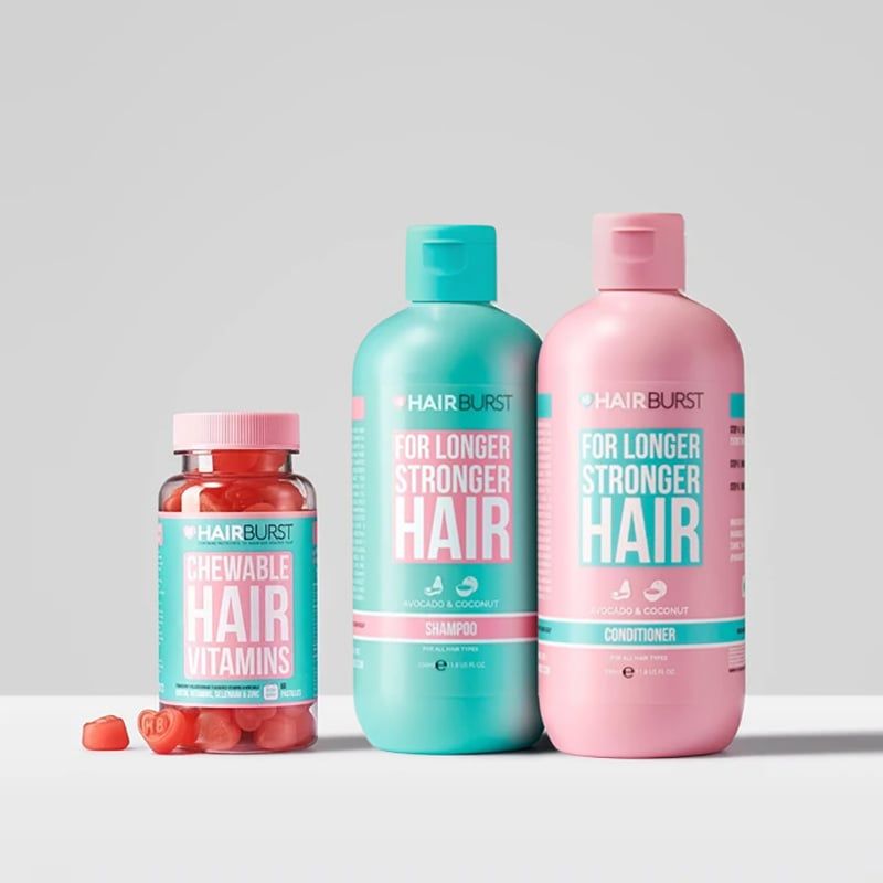 Bộ dầu gội xả 350ml và kẹo dẻo 60v HairBurst nuôi dưỡng tóc (UK - Anh Quốc)