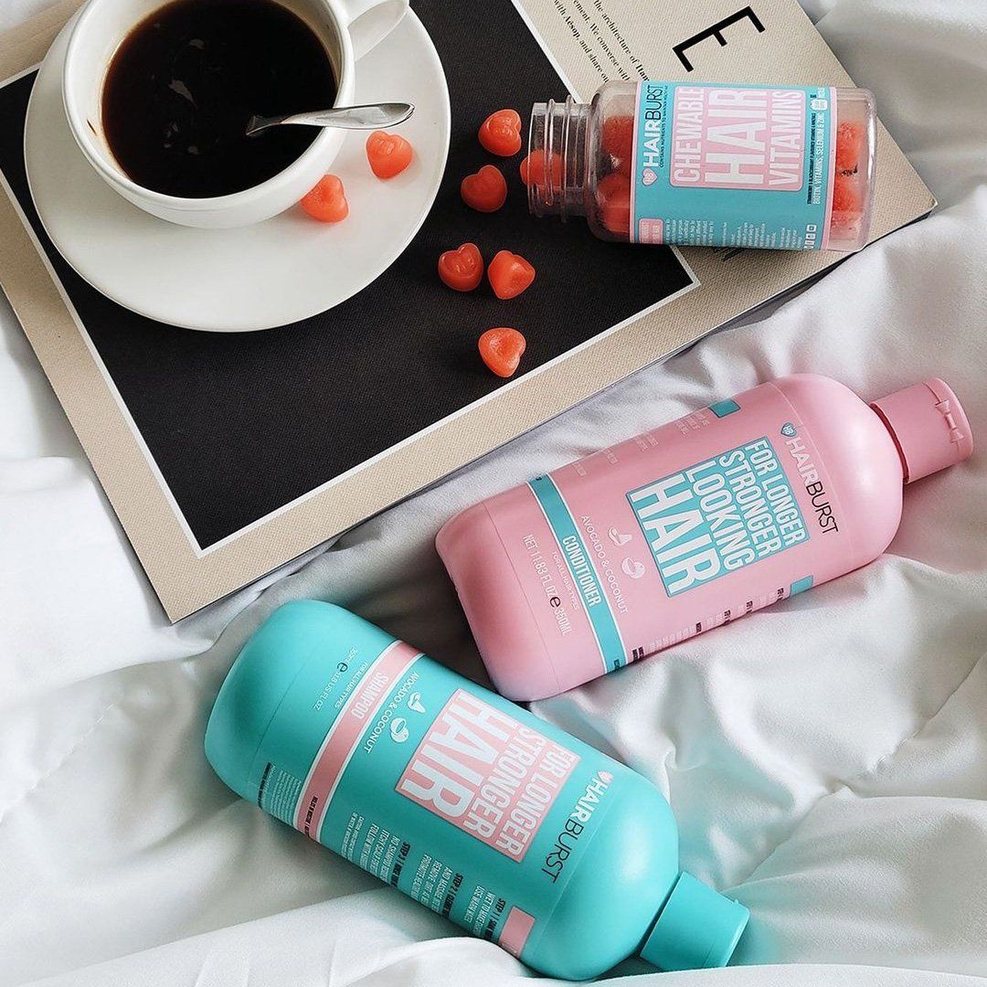 Bộ dầu gội xả 350ml và kẹo dẻo 60v HairBurst nuôi dưỡng tóc (UK - Anh Quốc)