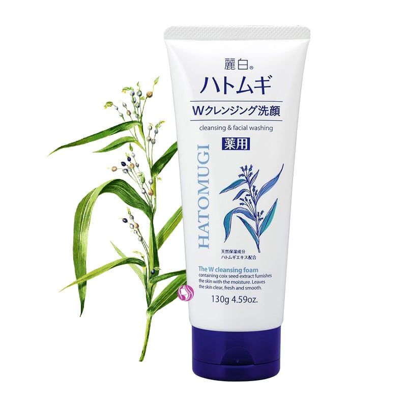 Sữa rửa mặt sáng da Hatomugi The W Cleansing Foam 130g (Nhật)