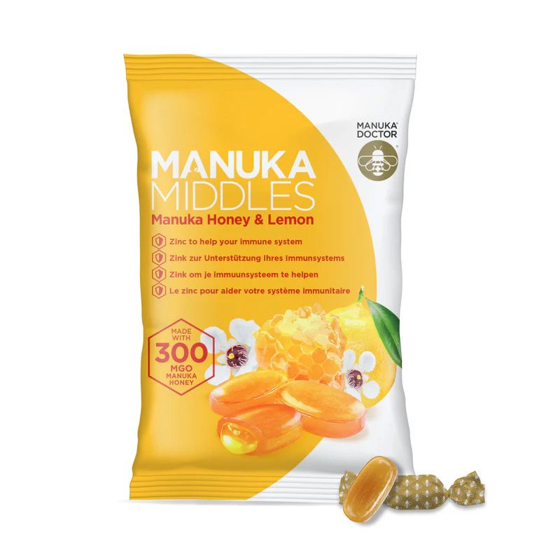 Kẹo mật ong Manuka Middles - Manuka Honey & Lemon 100g (UK - Anh Quốc)
