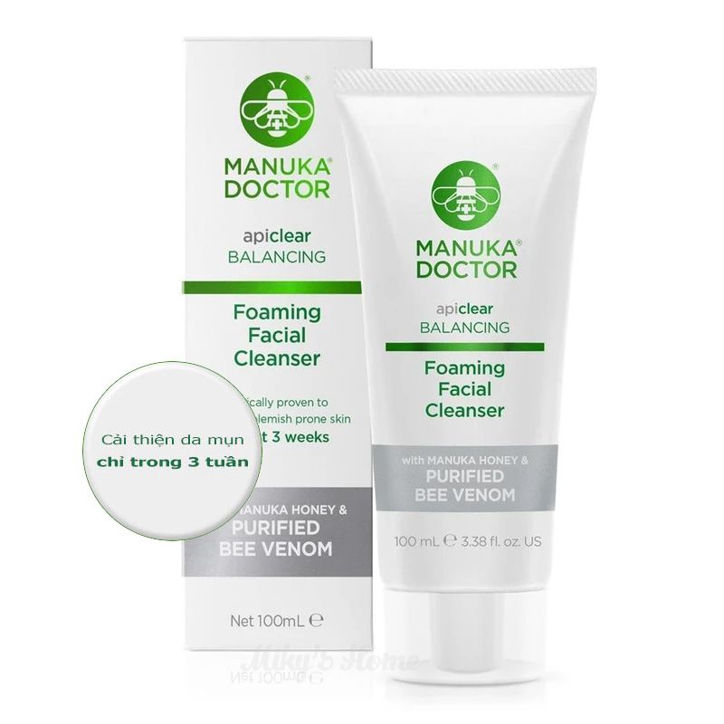 Sữa rửa mặt tạo bọt Manuka Doctor Apiclear Foaming Facial Cleanser 100ml (UK - Anh Quốc)