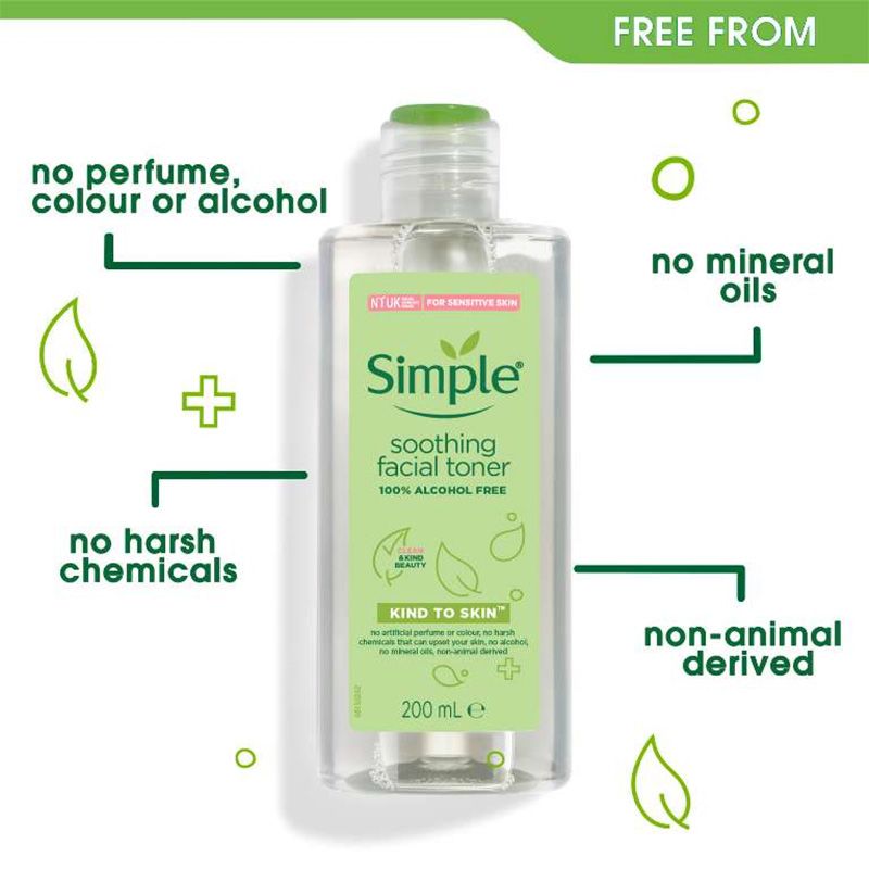 Nước hoa hồng Simple Soothing Facial Toner 200ml (UK - Anh Quốc)