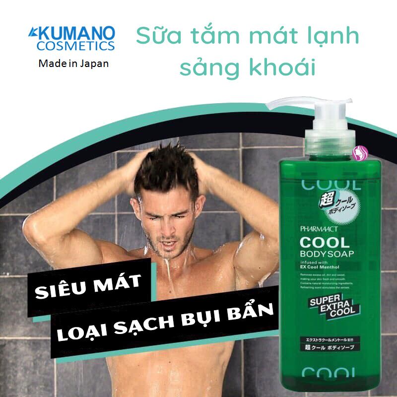Sữa tắm bạc hà siêu mát lạnh Pharmaact Super Extra Cool Body Soap 600ml (Nhật)