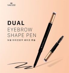 CHÌ MÀY VACOSI ĐỊNH HÌNH ĐA NĂNG 03 NÂU ĐEN 5ML ALL-IN-ONE DUAL EYEBROW SHAPE PEN #03 BLACK BROWN