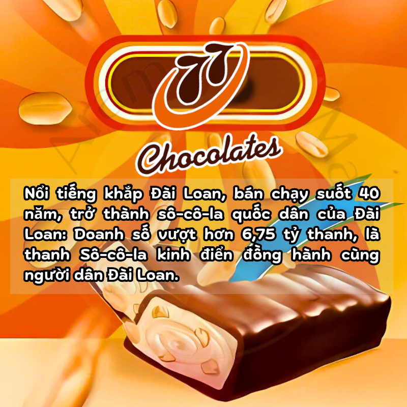 Kẹo socola 77 nhân đậu phộng dẻo Đài Loan 123gram/gói
