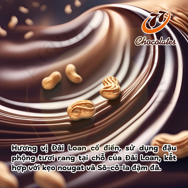 Kẹo socola 77 nhân đậu phộng dẻo Đài Loan 123gram/gói
