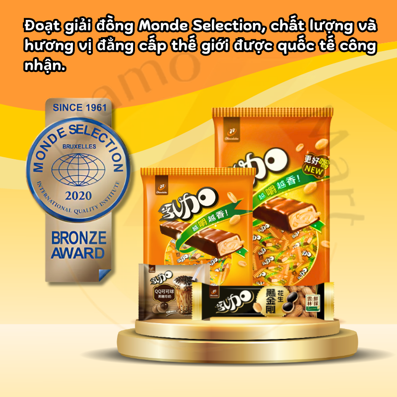 Kẹo socola 77 nhân đậu phộng dẻo Đài Loan 123gram/gói