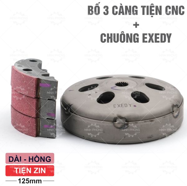 COMBO Chuông EXEDY + Bố 3 càng HONDA DÀI - HỒNG (TIỆN CNC)