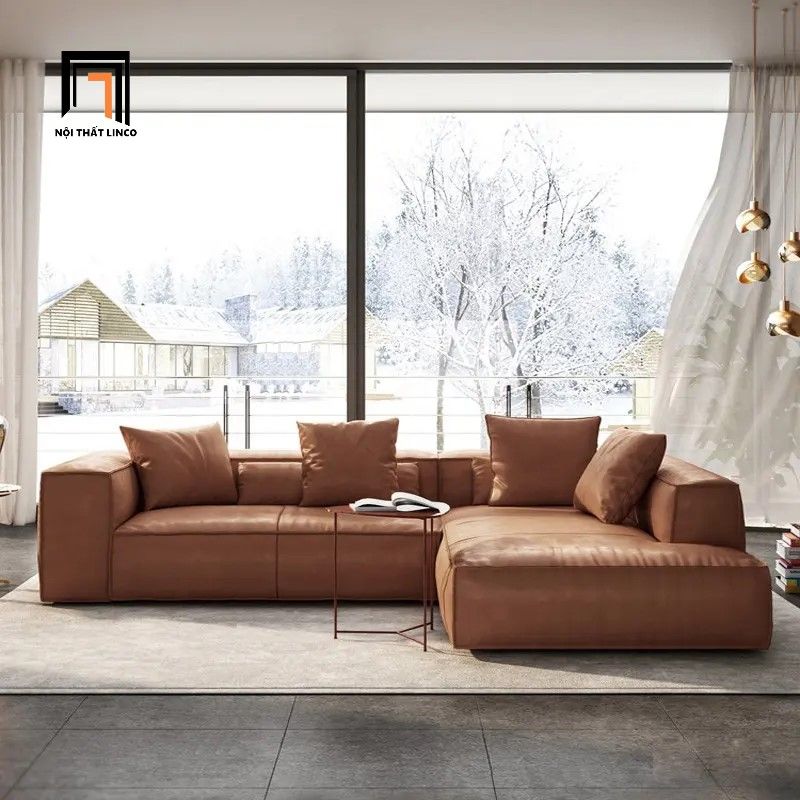 Sofa góc L bọc da giả GT260 Squaring 2m4 x 1m6 cho chung cư