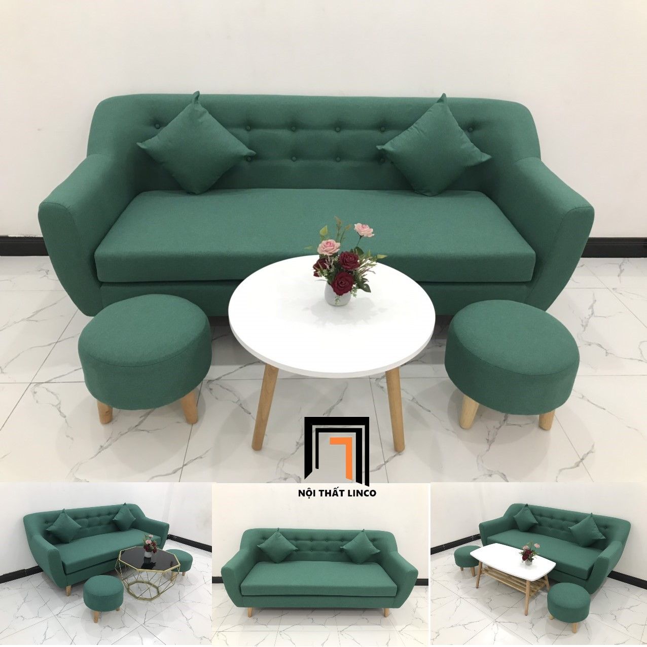 Ghế sofa văng băng dài 1m9 giá rẻ BGN màu xanh ngọc xinh xắn