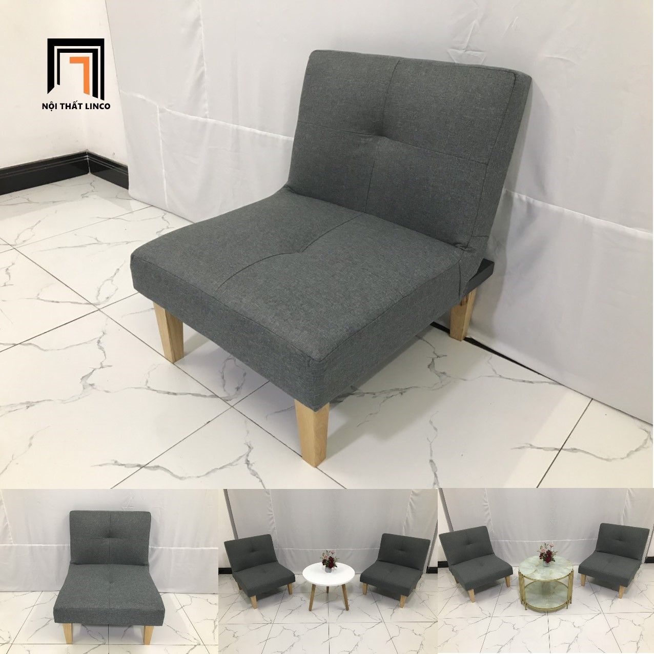 Ghế salon đơn NS01 bed xám đen nhỏ gọn giá rẻ