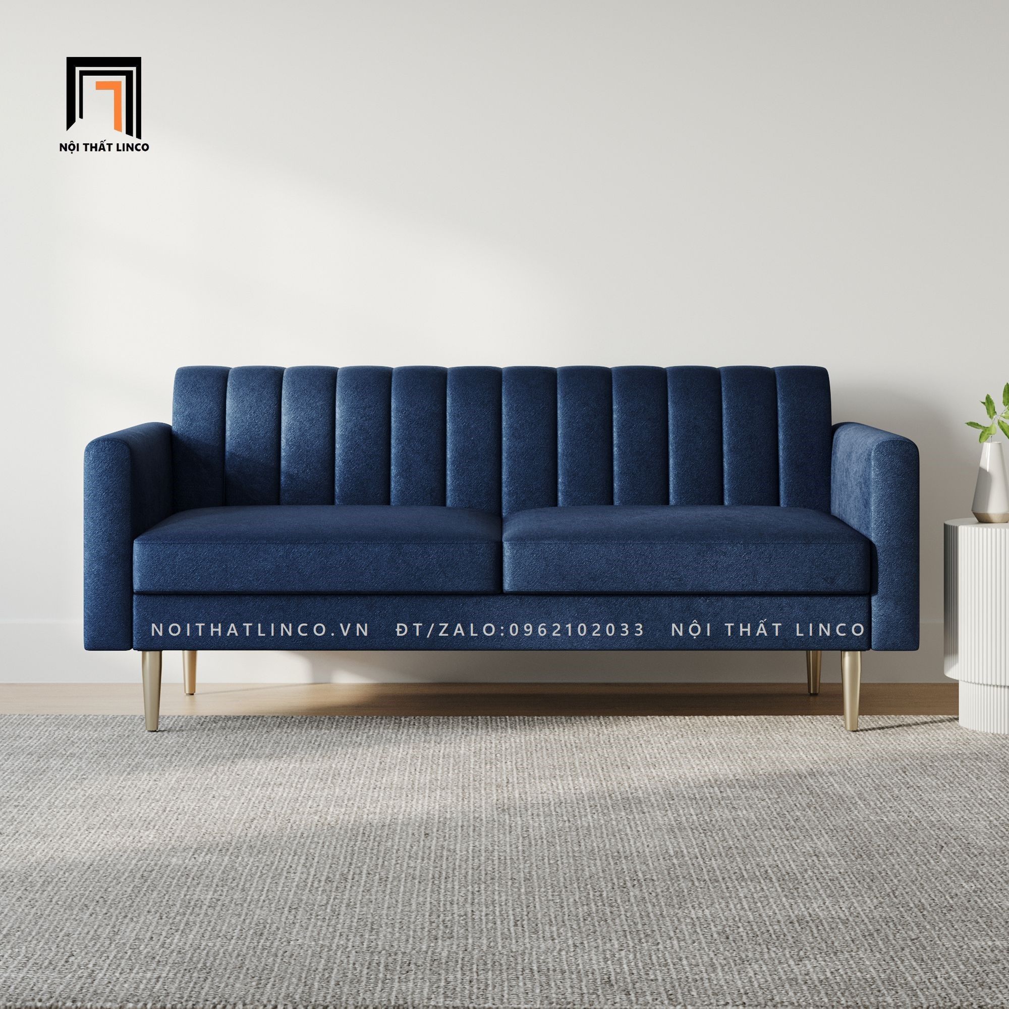 Ghế sofa băng giá rẻ BT69 Ixir dài 1m9 vải bố màu xanh đen