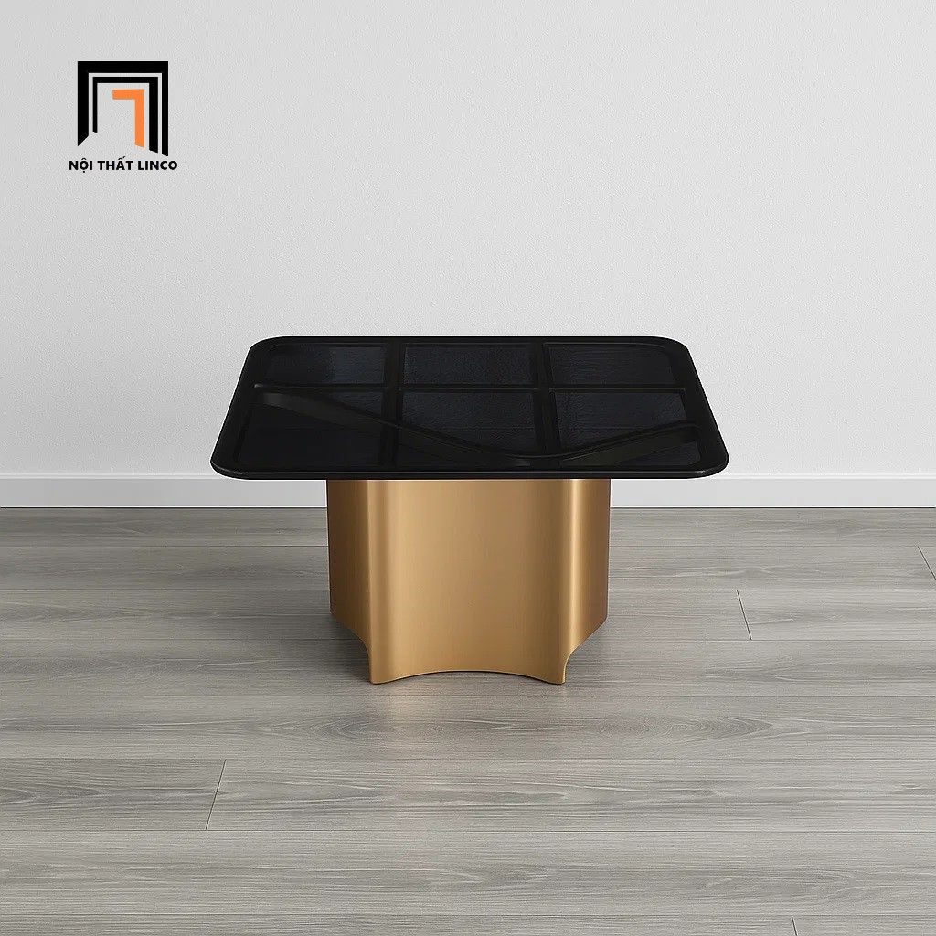 Bàn sofa mặt kính đen phòng khách BTPK80 Zebina vuông 60cm