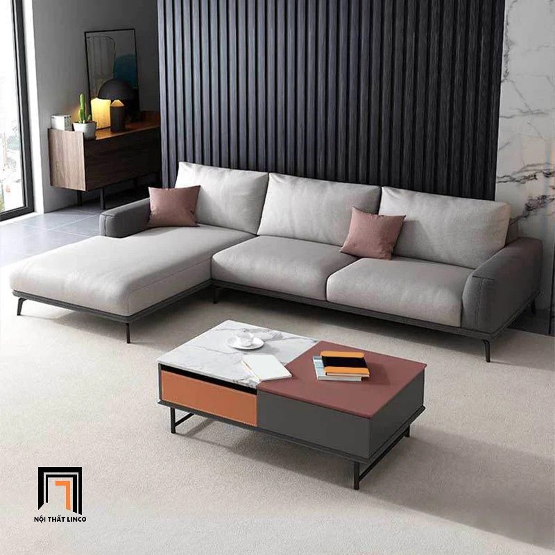 Bộ ghế sofa góc L cao cấp GT145 Atonio 2m4 x 1m6 da giả