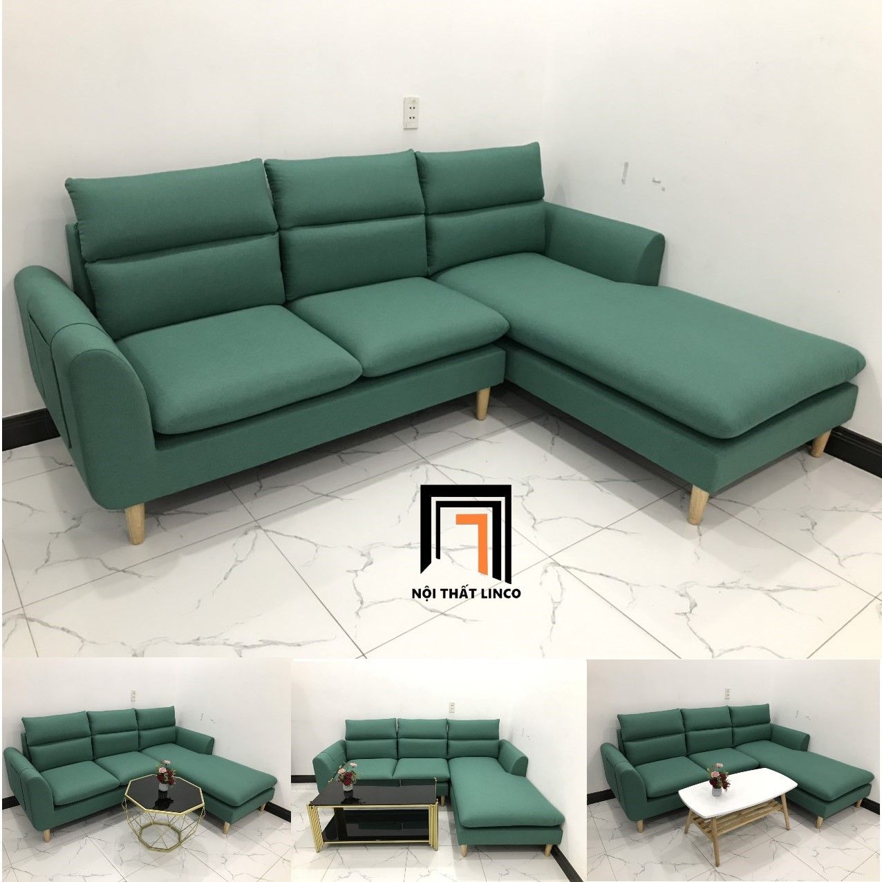 Ghế sofa góc chữ L giá rẻ 2m2 x 1m6 cho chung cư xĩnh xắn