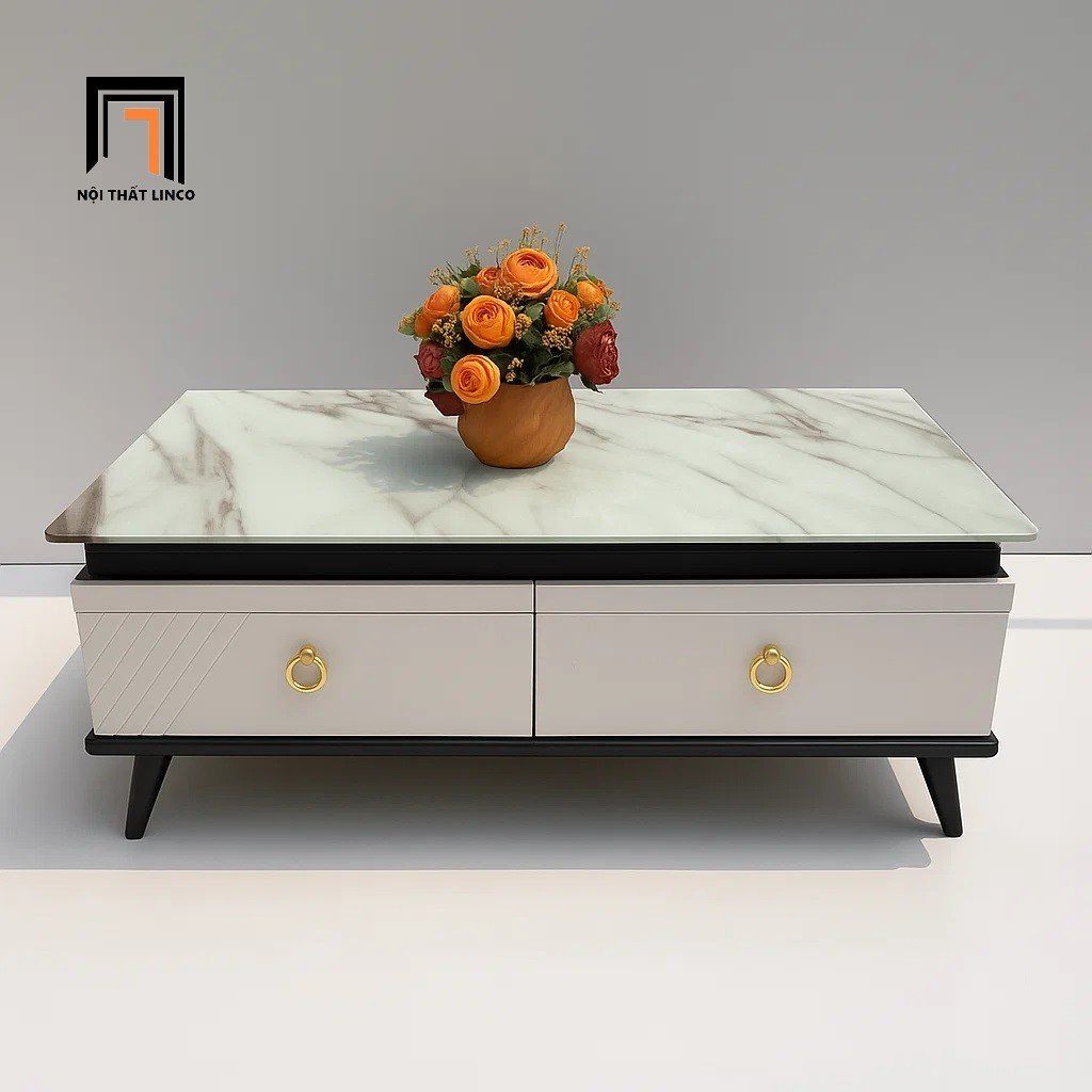 Bàn sofa cao cấp 1m cho gia đình BTPK44 Sauz mặt kính giả đá