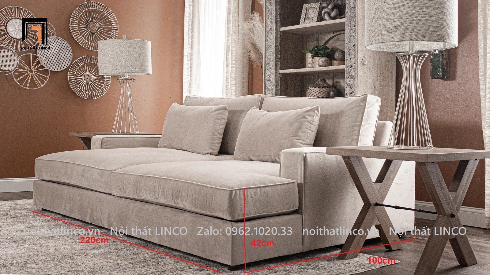 Ghế sofa văng dài 2m2 BT50 Bailey đa năng nằm thư giãn