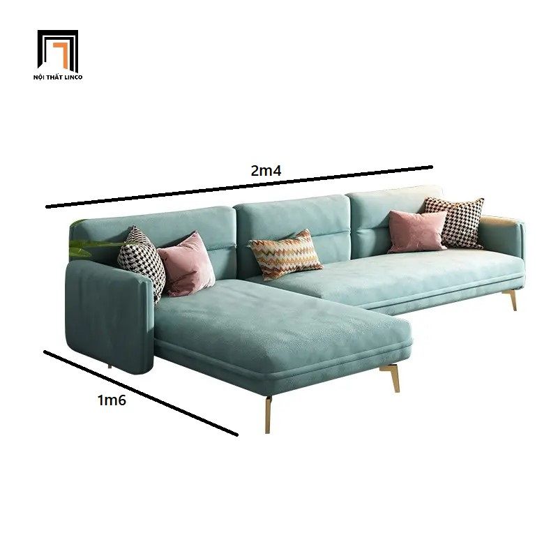 Bộ ghế sofa góc GT55 Velor 2m4 x 1m6 vải nhung nỉ sang trọng