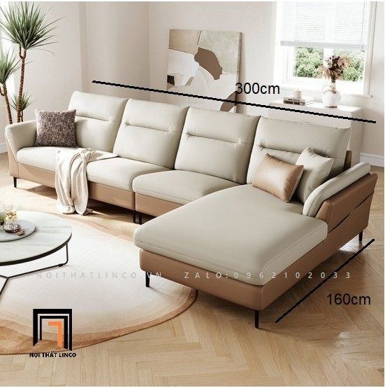 Bộ ghế sofa góc L 3m x 1m6 da công nghiệp GT35 Mixseti phòng lớn