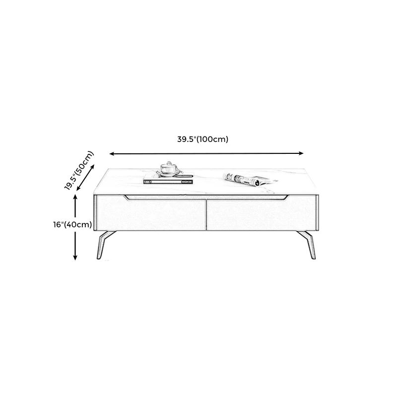 Bàn sofa hình chữ nhật 1m x 50 BSF36 Camel mặt đá có hộc kéo