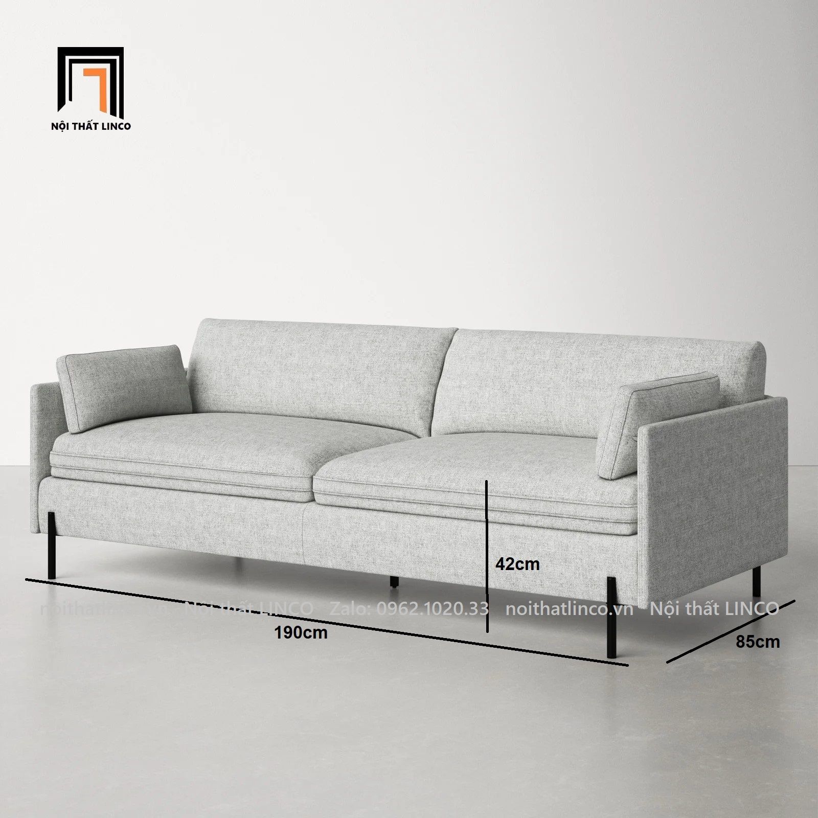 Ghế sofa băng đẹp sang trọng BT53-Moab màu xám ghi trắng