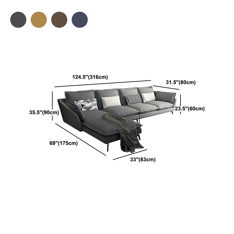 Bộ ghế sofa góc L vải nỉ GT195 Tomar 3m2 x 1m75 xám lông chuột