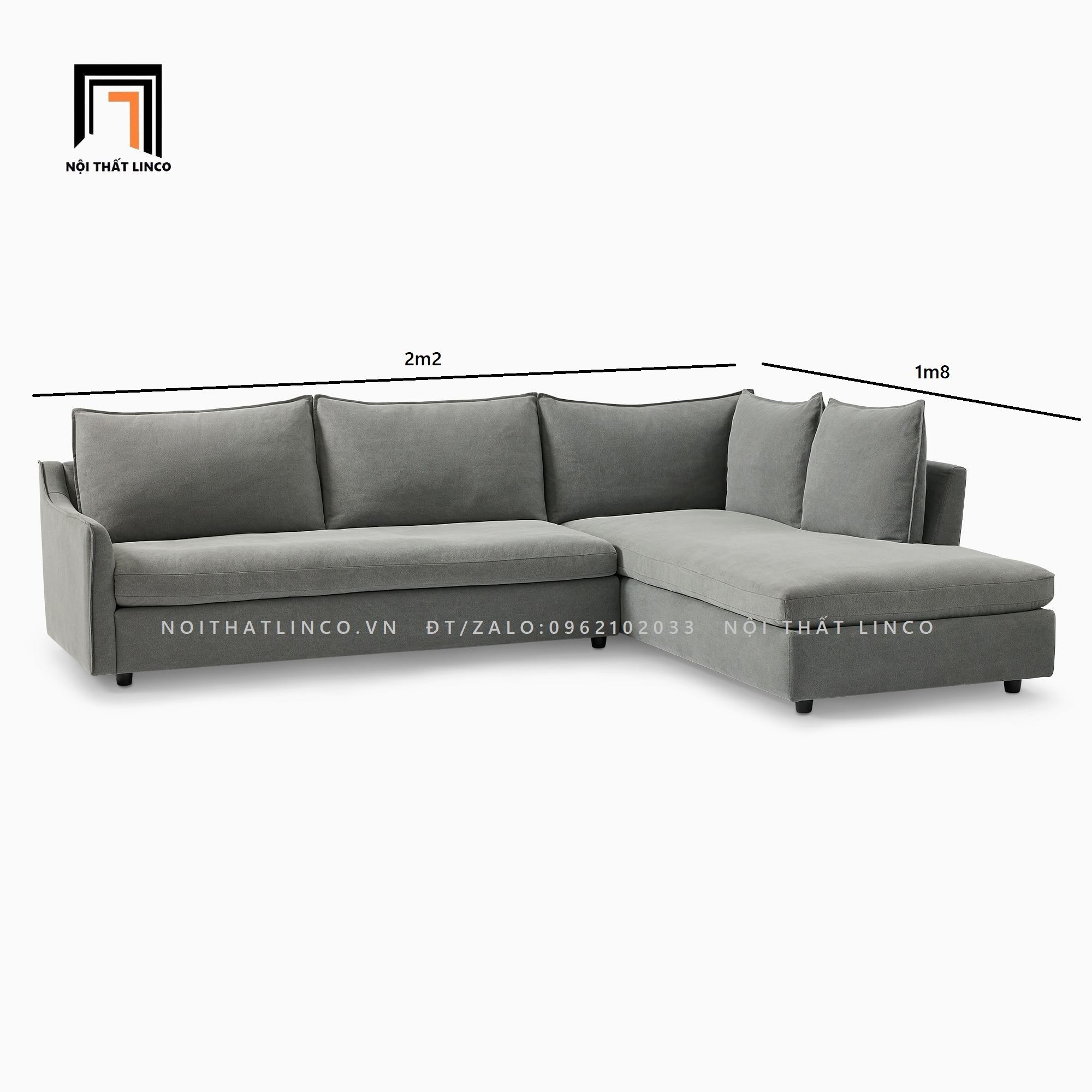 Bộ ghế sofa góc xám ghi GT78 Easton cho căn hộ chung cư
