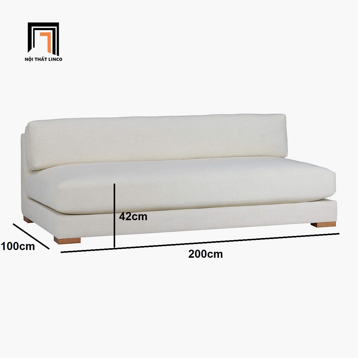 Ghế sofa băng giường GT4-Pizza màu trắng kem dài 2m