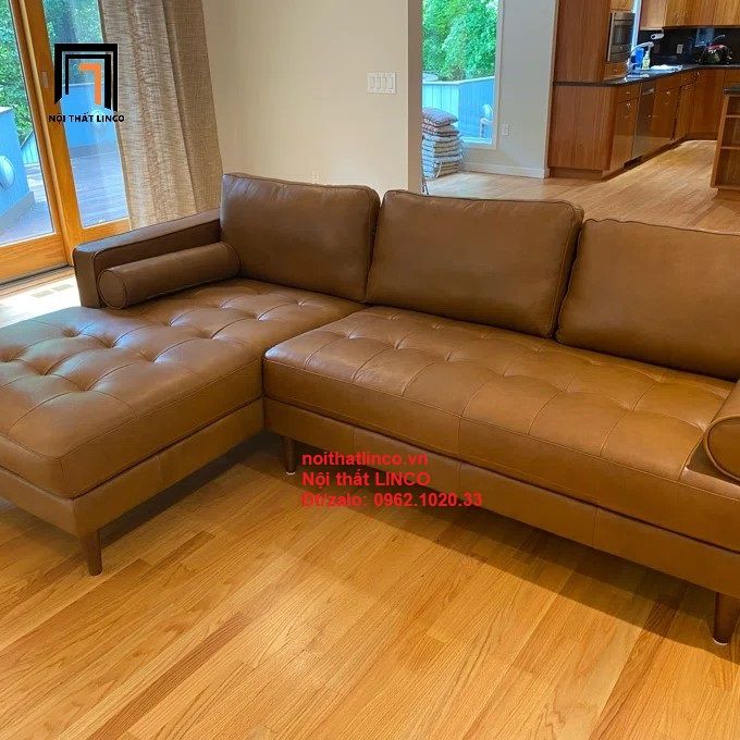 Bộ ghế sofa góc GT6 Matilda 2m2 x 1m6 simili giả da màu da bò