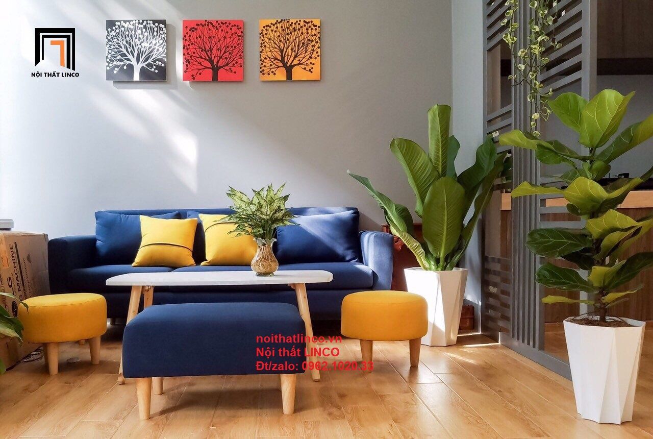 Bộ ghế sofa băng 2m phòng khách xám đen hiện đại