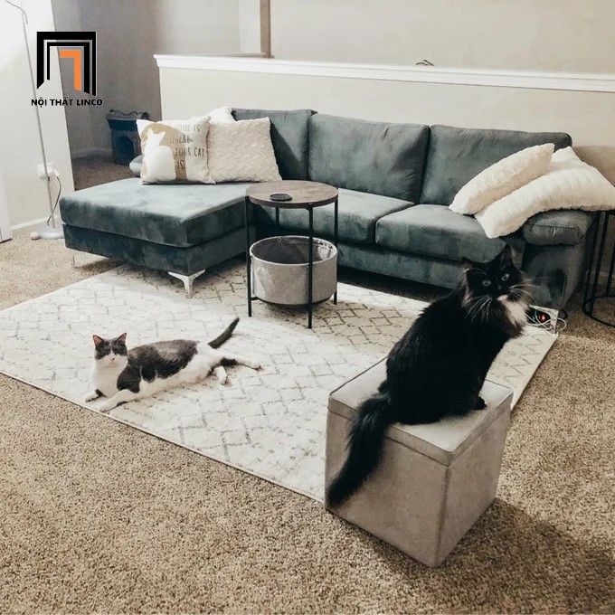 Set ghế sofa góc L GT4 Ettal vải nhung 2m4 x 1m6 giá rẻ