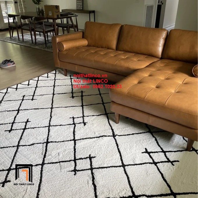 Bộ ghế sofa góc GT6 Matilda 2m2 x 1m6 simili giả da màu da bò