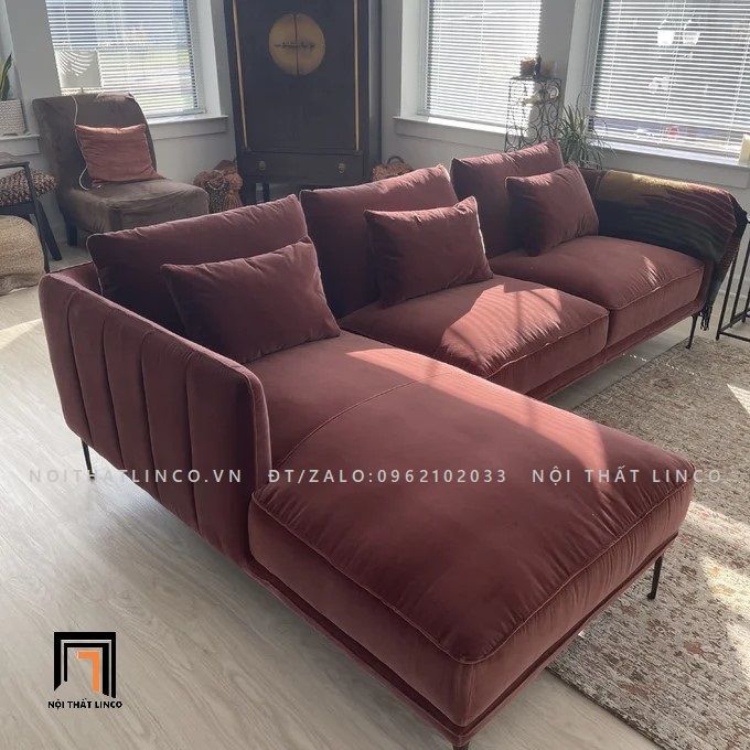 Ghế sofa góc L GT73 Orchad 2m2 x 1m6 vải nhung nỉ