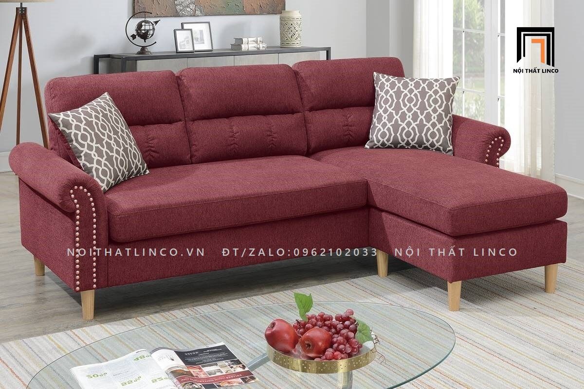 Bộ ghế sofa góc chữ L gia đình GT65 Retic 2m2 x 1m5 vải bố