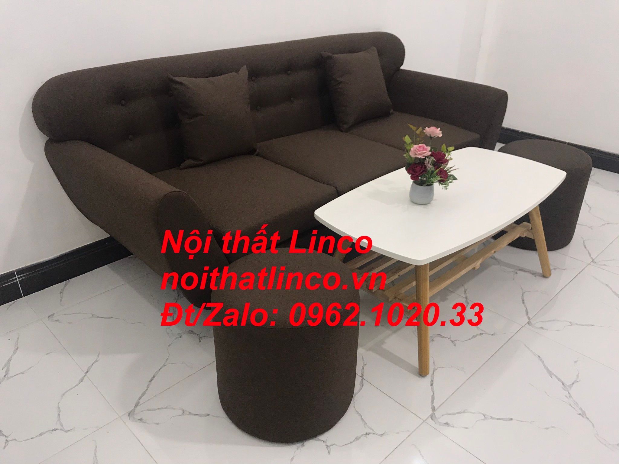 Bộ bàn ghế sofa băng giá rẻ | Sofa màu nâu cafe | Nội thất Linco Tphcm