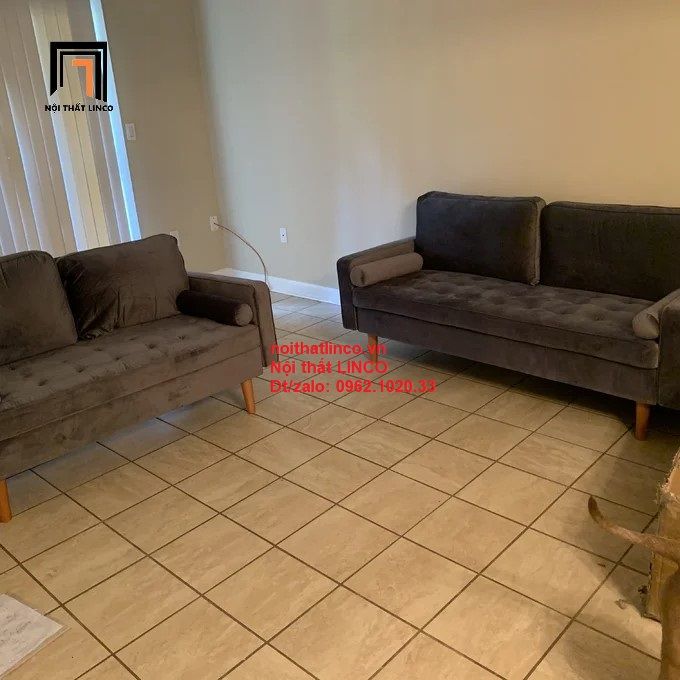 Bộ ghế sofa phòng khách PK1 Clovis vải nhung sang trọng