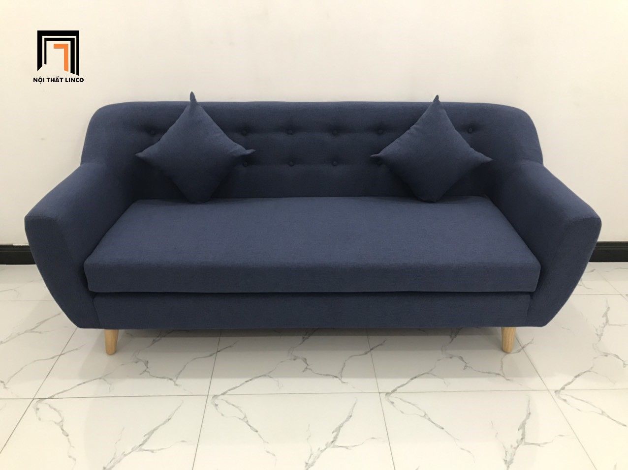 Bộ bàn ghế sofa băng 1m9 giá rẻ BGN màu xanh đen cho chung cư