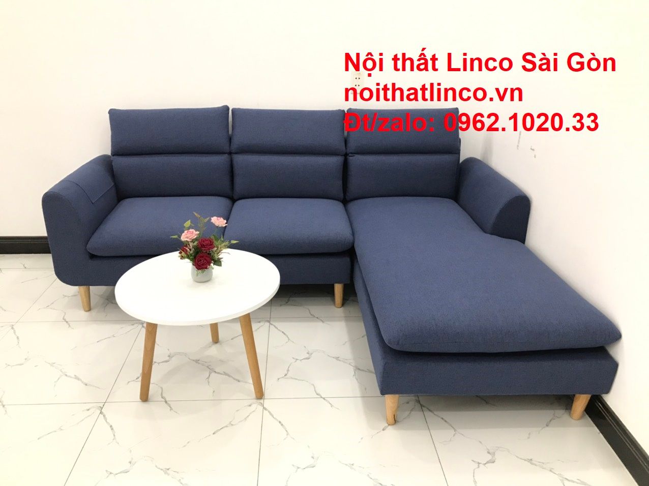 Bộ bàn ghế sofa góc | Sofa góc chữ L xanh đậm giá rẻ đẹp phòng khách | Nội thất Linco Tphcm
