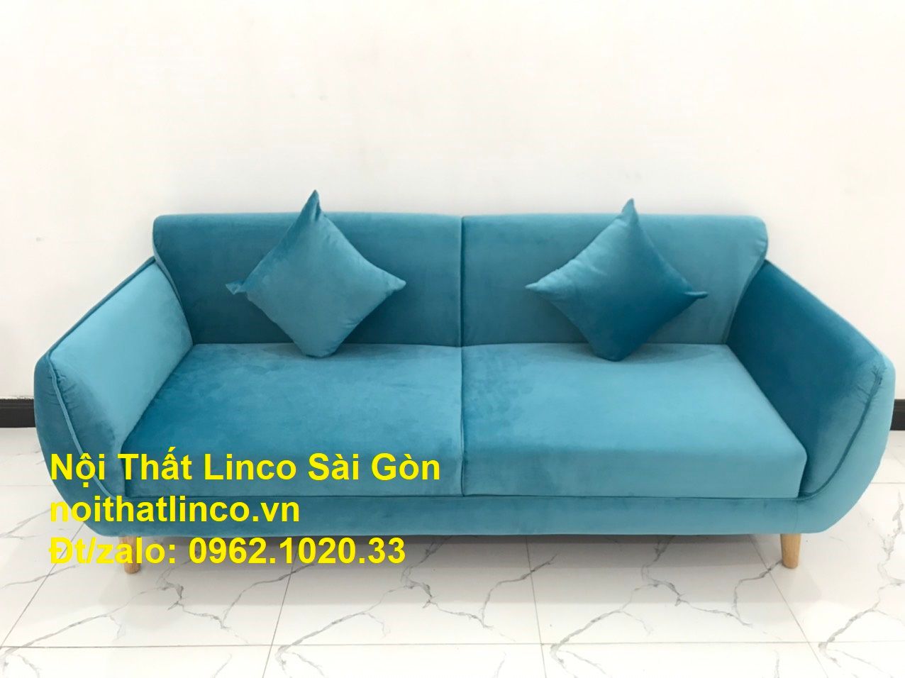 Bộ bàn ghế sofa băng xanh dương nước biển | sopha giá rẻ xanh dương da trời đẹp | ở tại Linco Sài Gòn