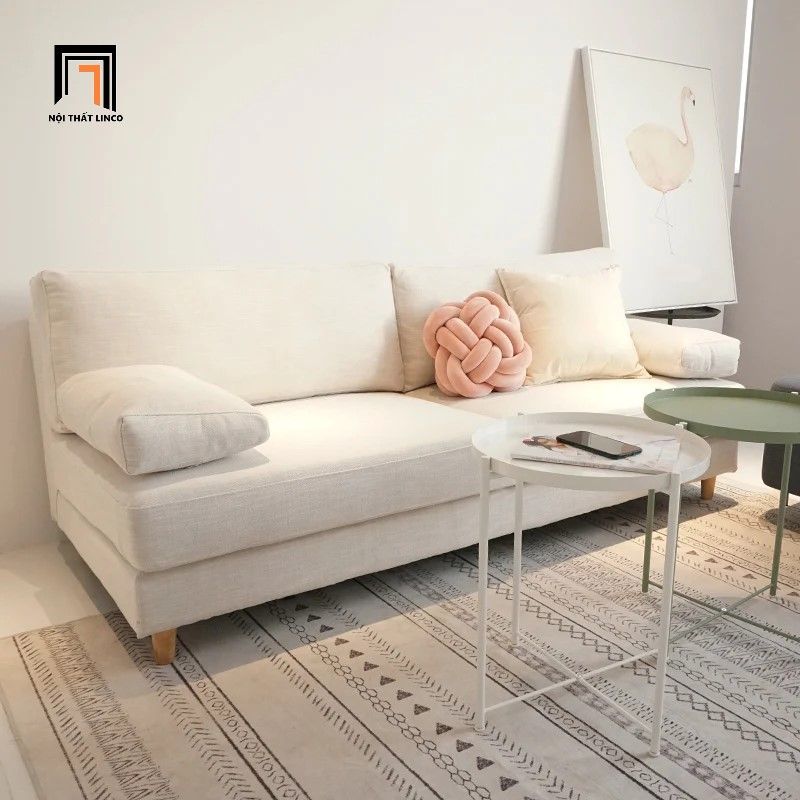 Ghế sofa văng nỉ dài 1m8 màu kem BT217 Blendis nhỏ gọn