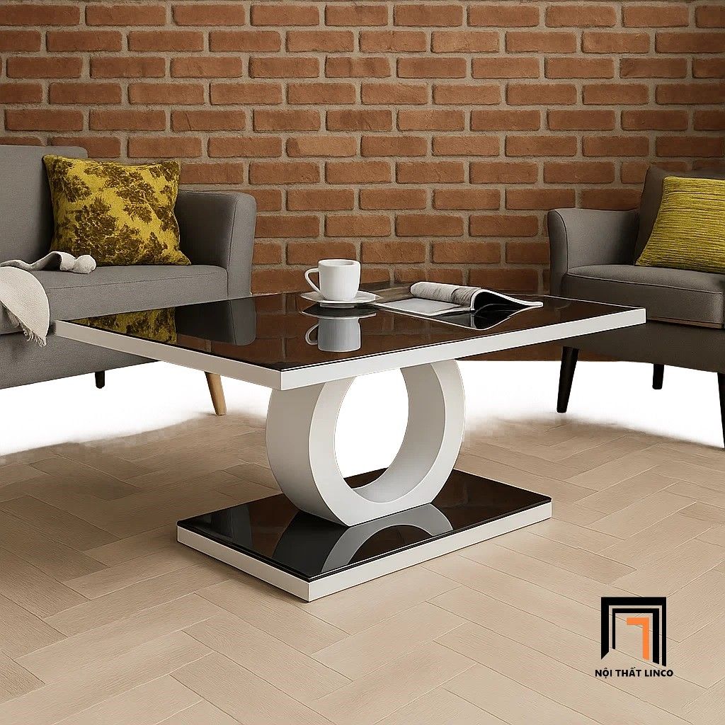 Bàn trà mặt kính đen khung chữ O BSF62 Parowan 1m2 x 60