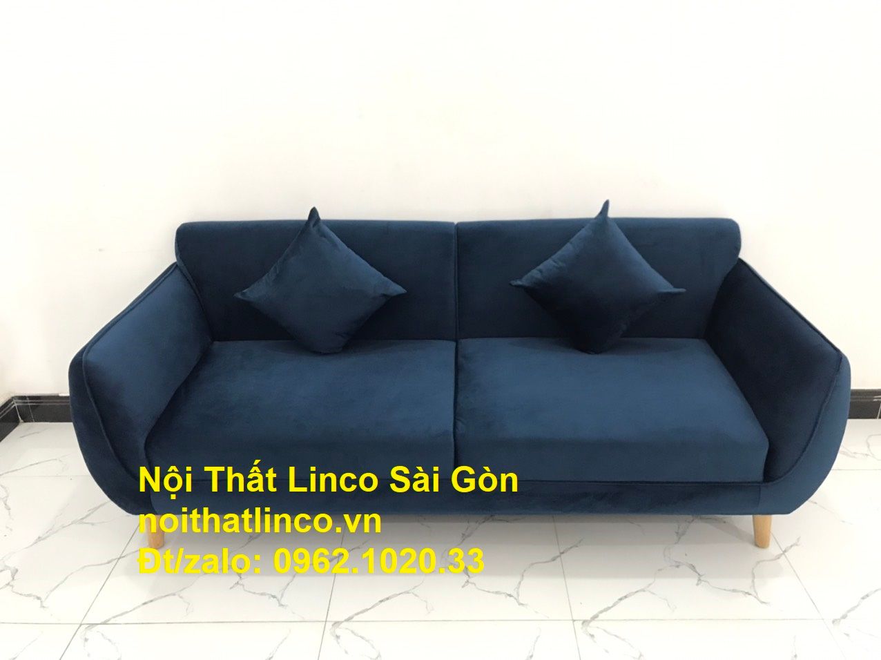 Bộ bàn ghế sofa băng văng xanh dương đậm giá rẻ Nội thất Linco Sài Gòn