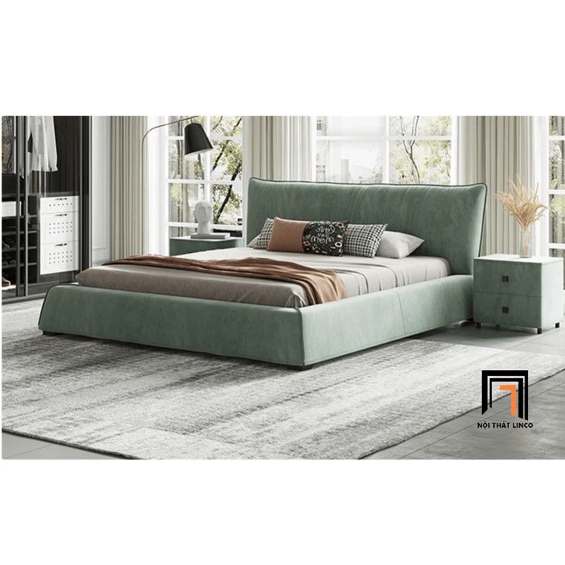Giường ngủ bọc da công nghiệp GN57 Elsie màu cam đất