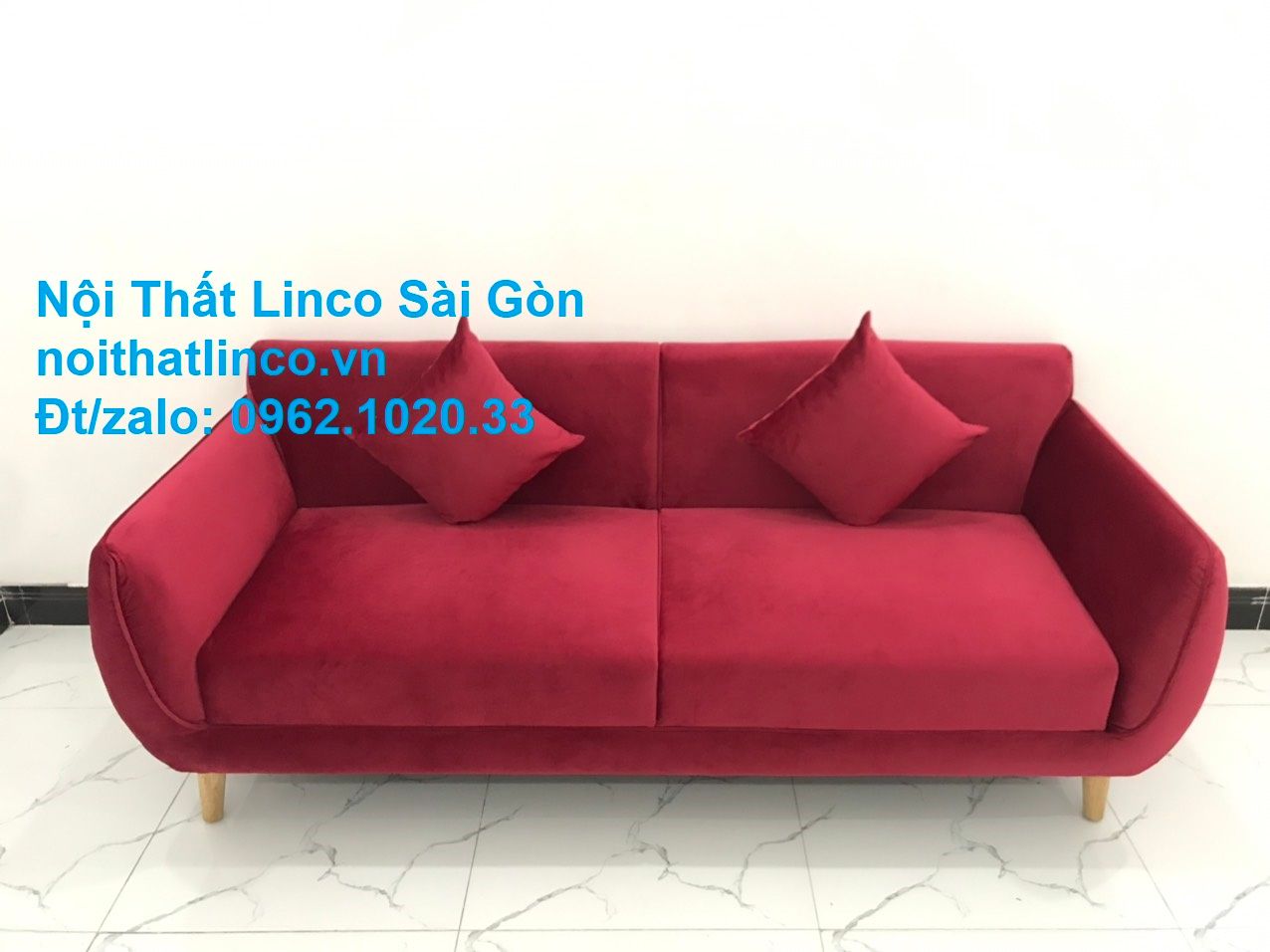 Ghế sofa văng dài 1m9 | Salong băng giá rẻ màu đỏ phòng khách | Nội thất Linco Sài Gòn