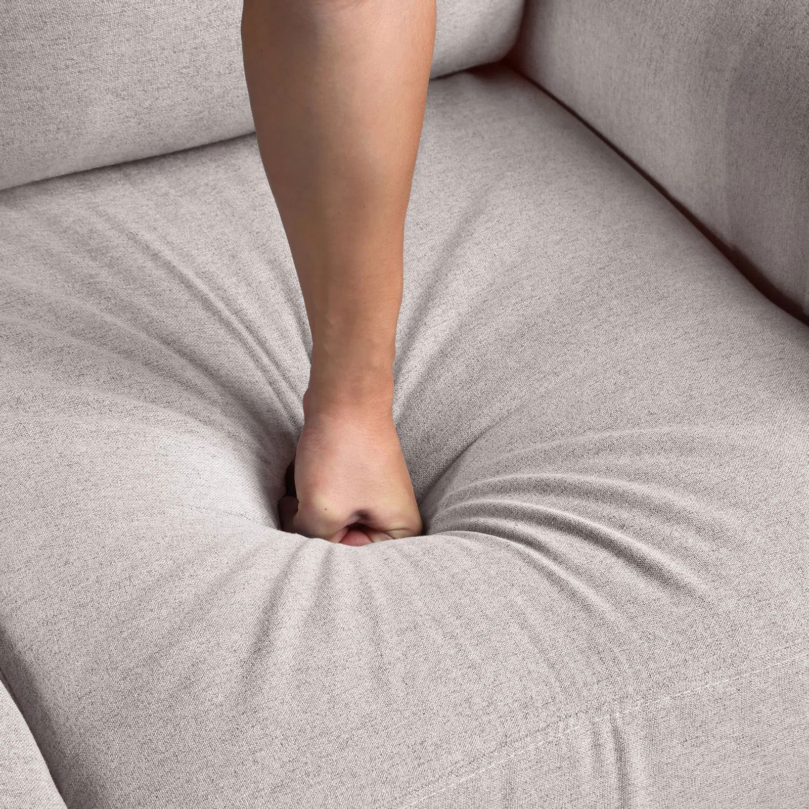 Bộ ghế sofa vải nỉ xám trắng KT127 Fredel cho gia đình xinh xắn