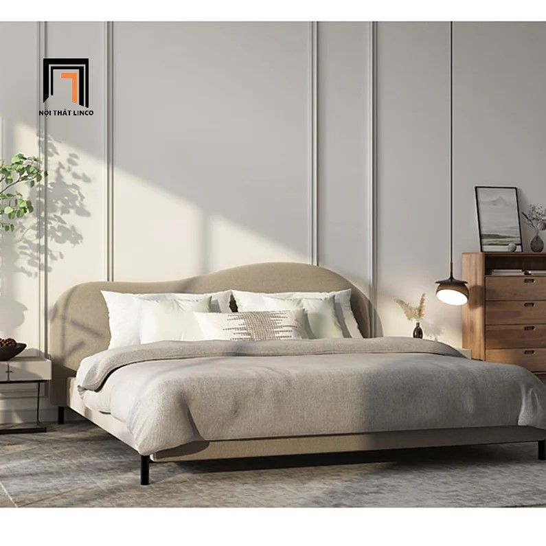 Giường ngủ xinh xắn 1m6 x 2m GN52 Jalyn vải nhung nỉ
