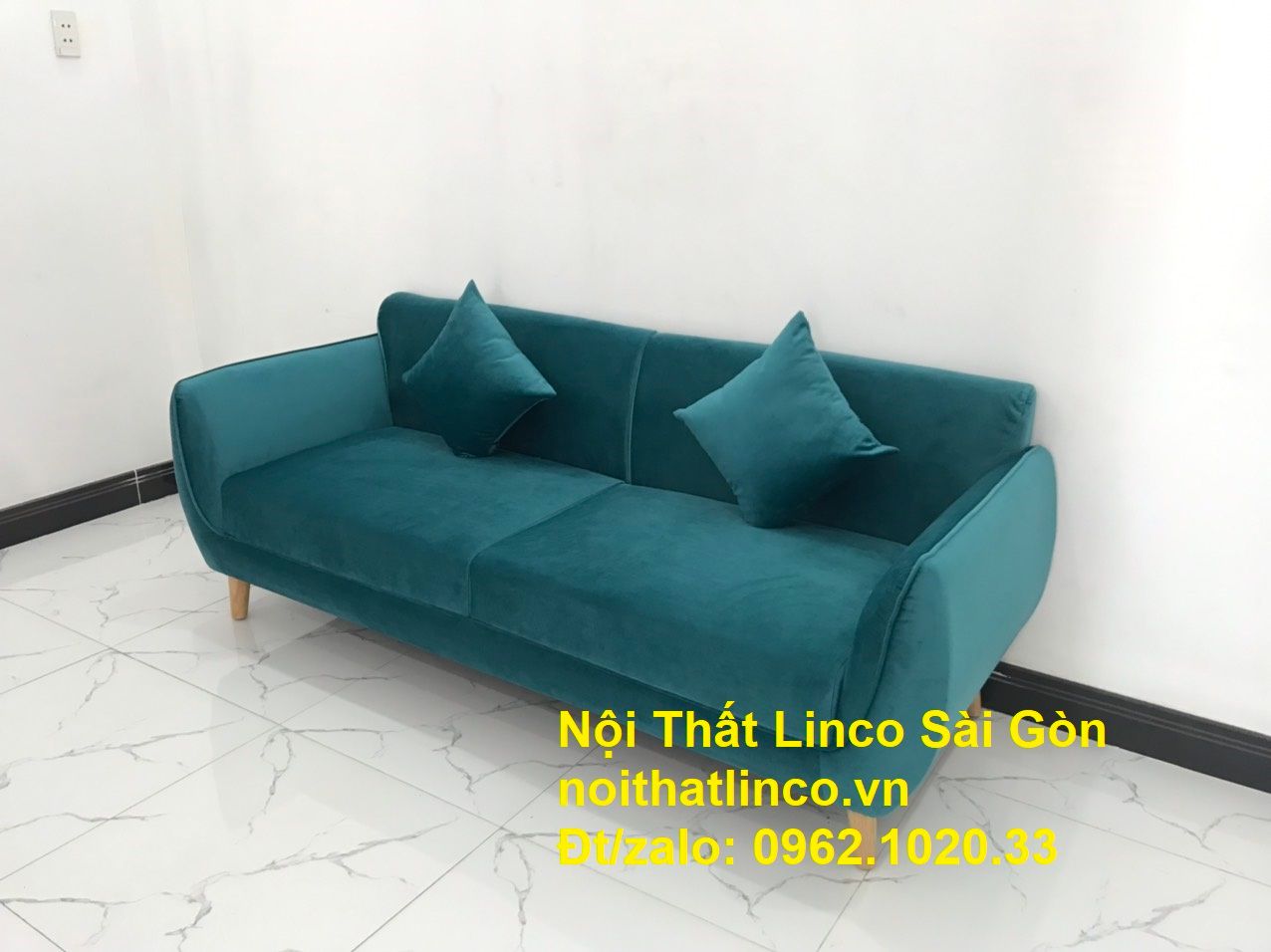 Bộ ghế salon sopha xanh cổ vịt giá rẻ | salong xanh lá cây phòng khách đẹp | Nội thất Linco Sài Gòn